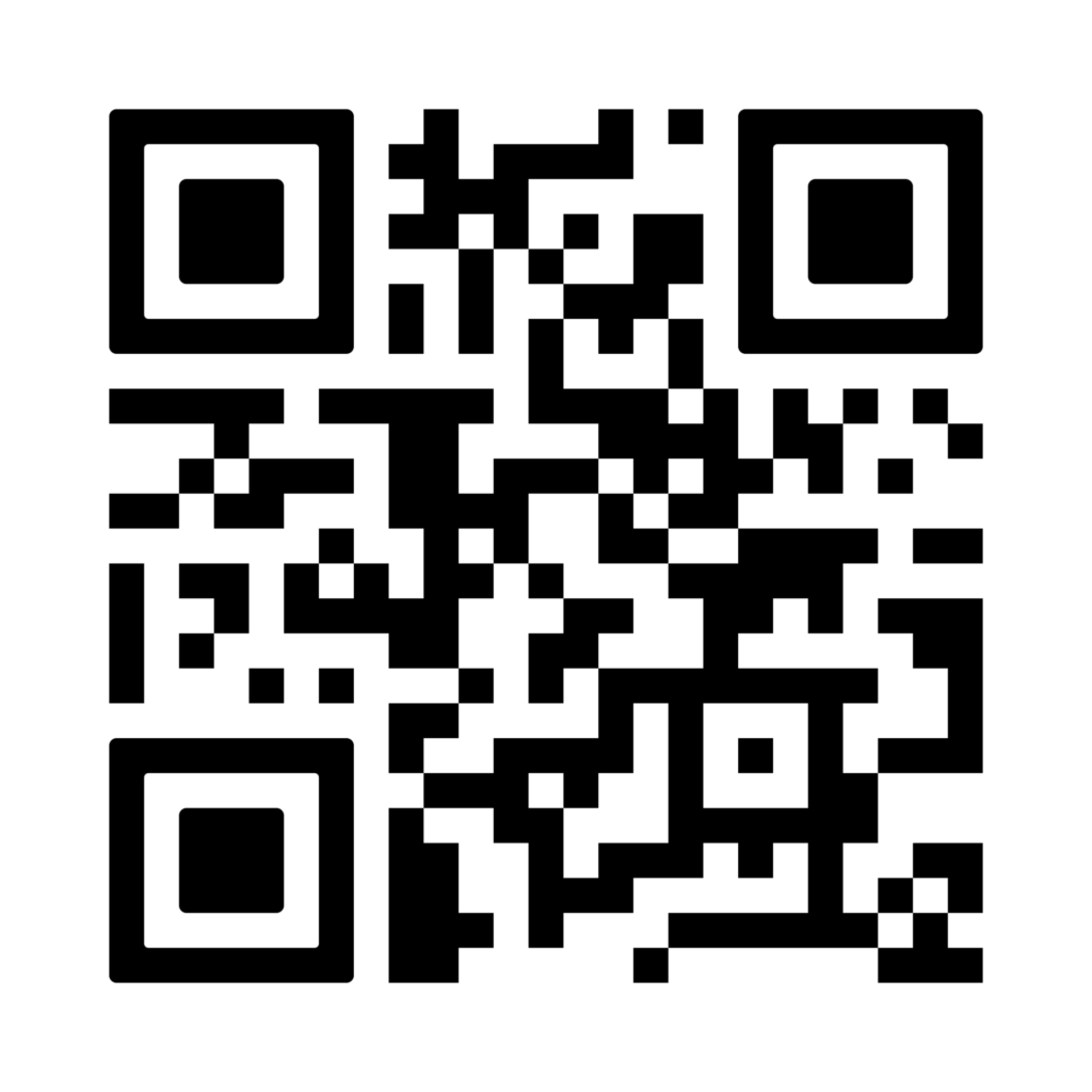 Black and white QR code displayed on a white background.